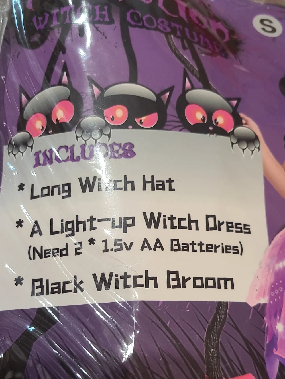 Light-Up Witch Dress,Purple Halloween Costume,include Hat & Broom Size Small
